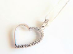 Sterling Silver Diamond Necklace New with Gift Box