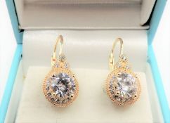 Gold on Silver 2ct Moissanite Earrings New with Gift Box