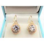 Gold on Silver 2ct Moissanite Earrings New with Gift Box