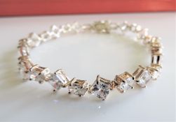 Sterling Silver 15ct White Topaz Bracelet New with Gift Box