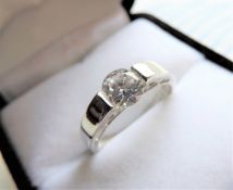 Sterling Silver 0.9ct White Zircon Solitaire Ring New with Gift Pouch