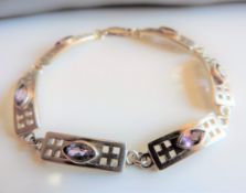 Vintage Sterling Silver Amethyst Bracelet c. 1981 Hallmark