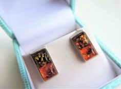 Sterling Silver Baltic Amber Earrings