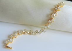 Gold on Sterling Silver 21ct White Sapphire Bracelet New with Gift Box