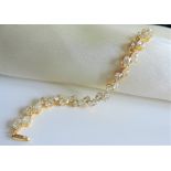 Gold on Sterling Silver 21ct White Sapphire Bracelet New with Gift Box