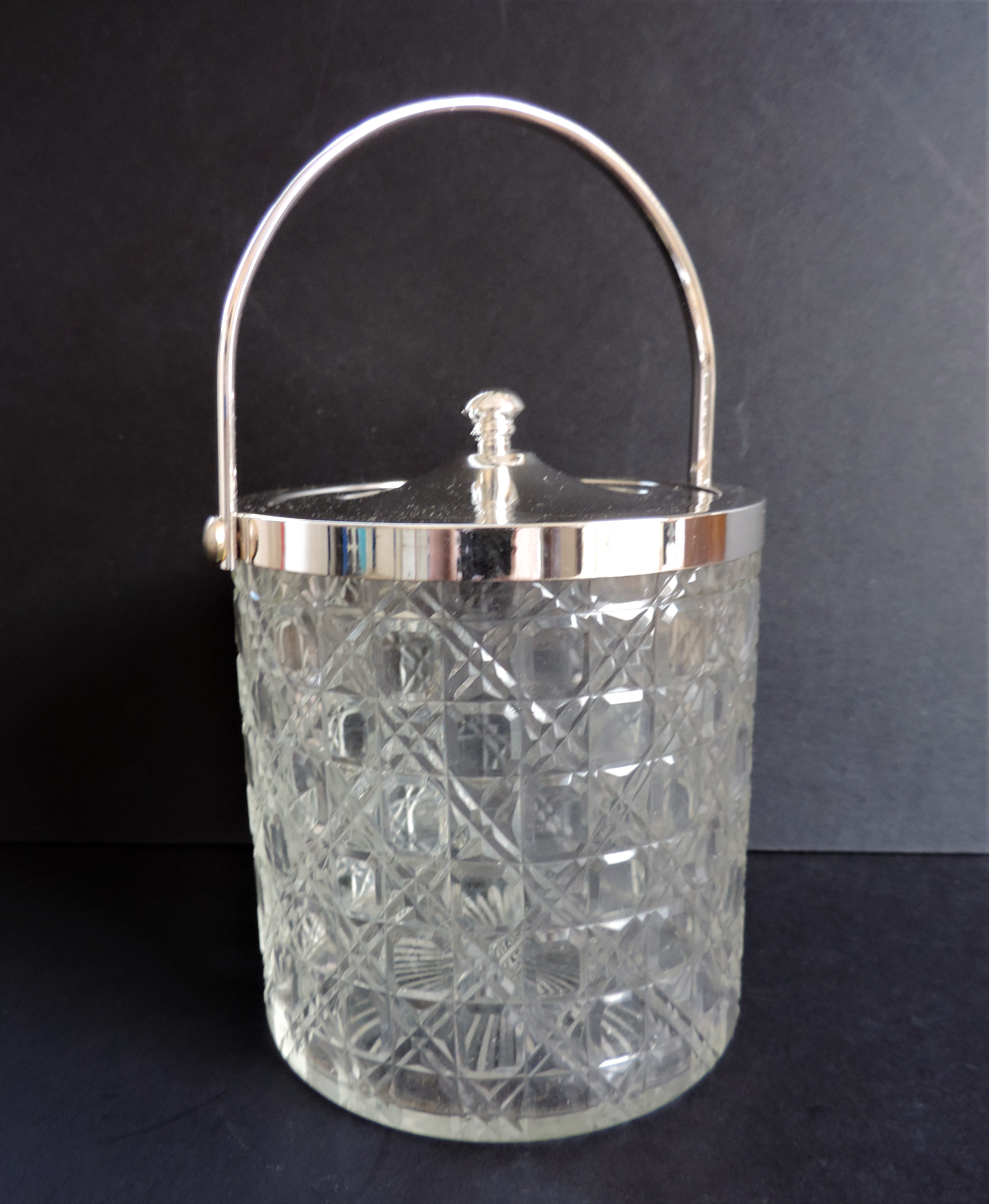 Vintage Cut Glass and Silver Plate Ice Bucket