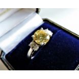 Sterling Silver Lemon Citrine & White Topaz Ring New with Gift Box