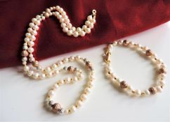 Cultured Pearl Necklace and Bracelet Set.