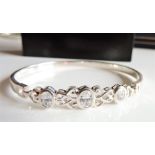 Sterling Silver 2ct White Topaz Bangle New with Gift Box