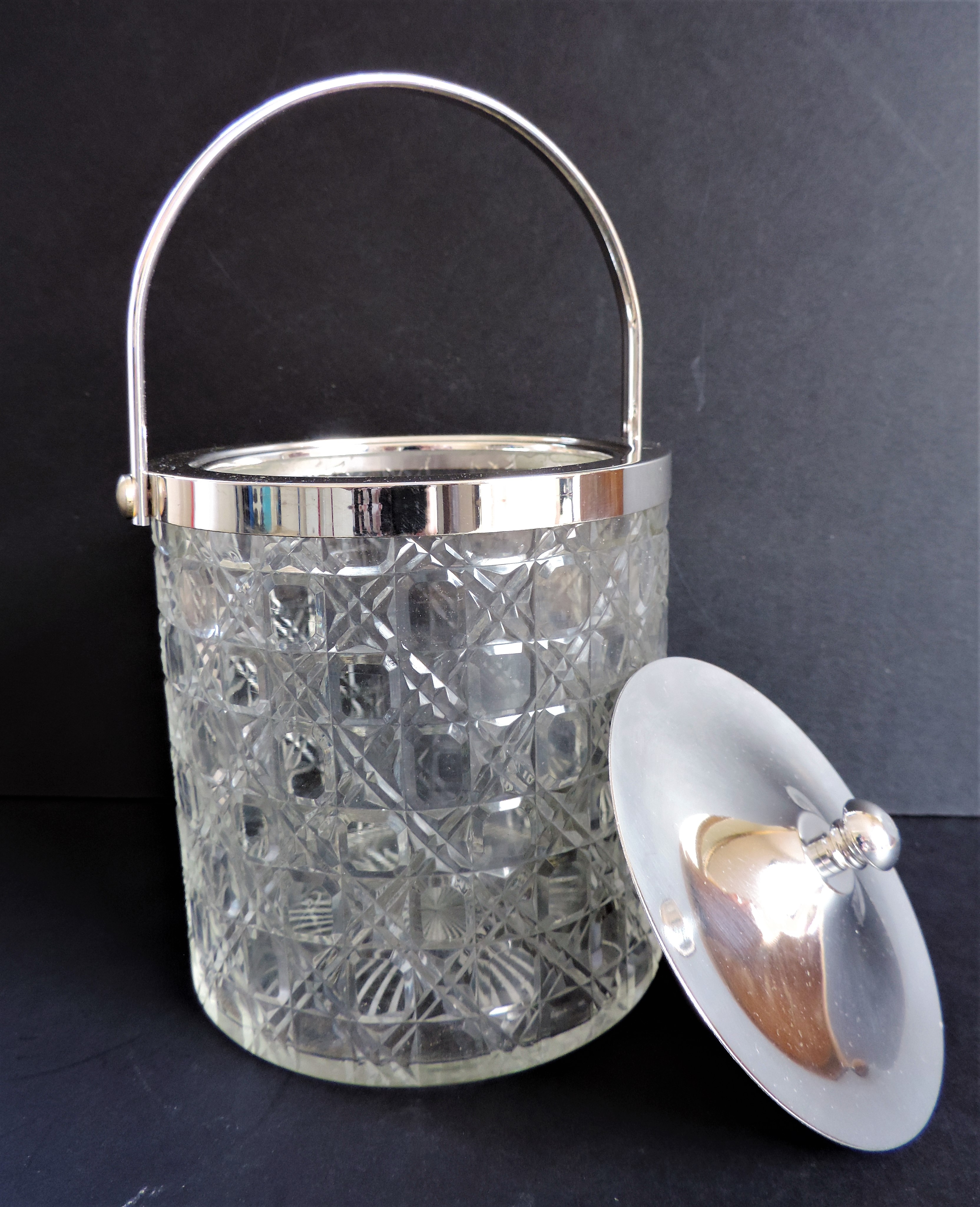 Vintage Cut Glass and Silver Plate Ice Bucket - Image 2 of 5