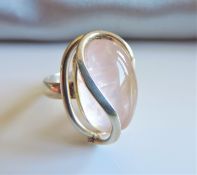 Vintage Sterling Silver Rose Quartz Ring