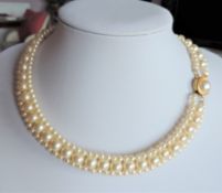 Vintage Three Strand 17 inch Pearl Necklace