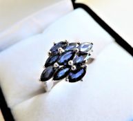 Sterling Silver 3ct Blue Sapphire Ring New With Gift Box