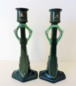 Antique Art Nouveau Eichwald Majolica Candlesticks