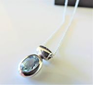 Sterling Silver 1.6 CT Topaz Pendant Necklace