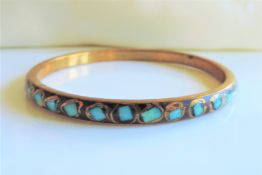 Vintage Turquoise Brass Bangle circa 1940's