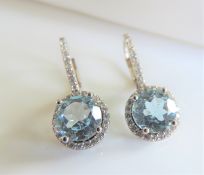 Sterling Silver 5ct Topaz Earrings New with Gift Box