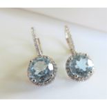 Sterling Silver 5ct Topaz Earrings New with Gift Box