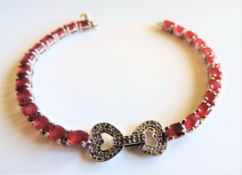 15ct Ruby and Diamond Bracelet in Sterling Silver