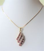 Gold on Silver 3ct Pink Tourmaline Necklace New with Gift Box.
