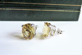 Sterling Silver 6ct Lemon Citrine Earrings New with Gift Box