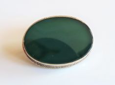 Vintage Sterling Silver Jade Brooch 3x2cm circa 1970's Hallmarked