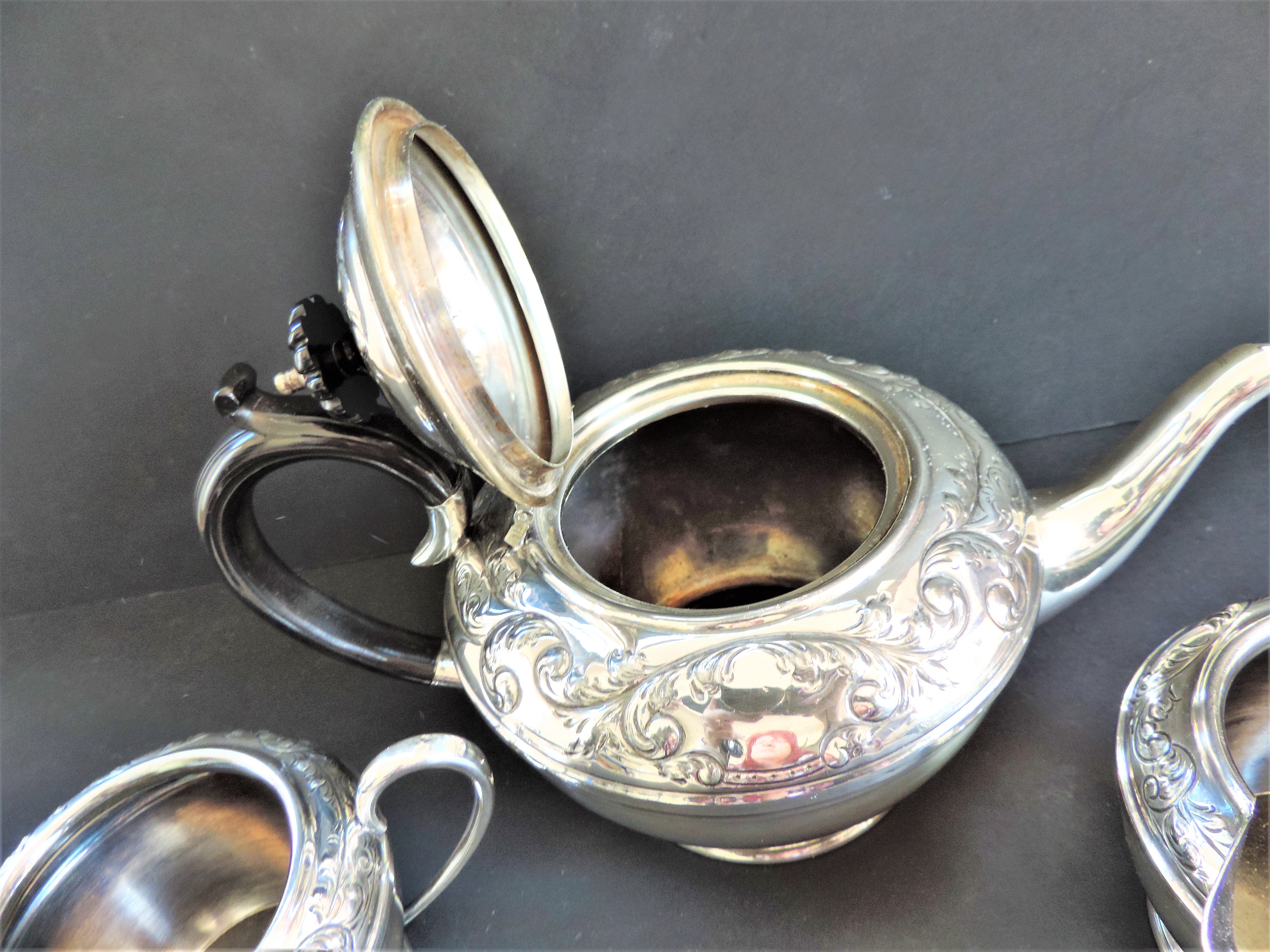 Antique Silver Plate 3 piece Tea Set - Image 7 of 8