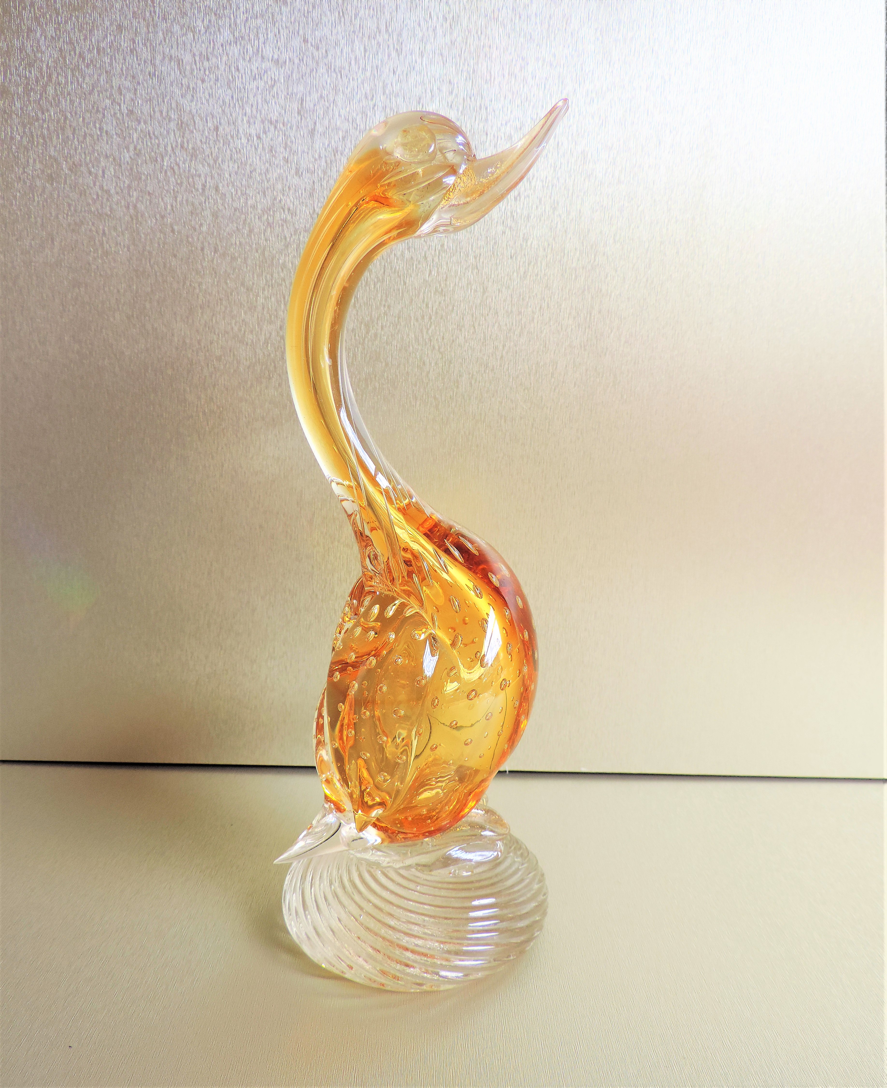 Murano Sommerso Amber Bullicante Glass Sculpture 27cm High - Image 4 of 4