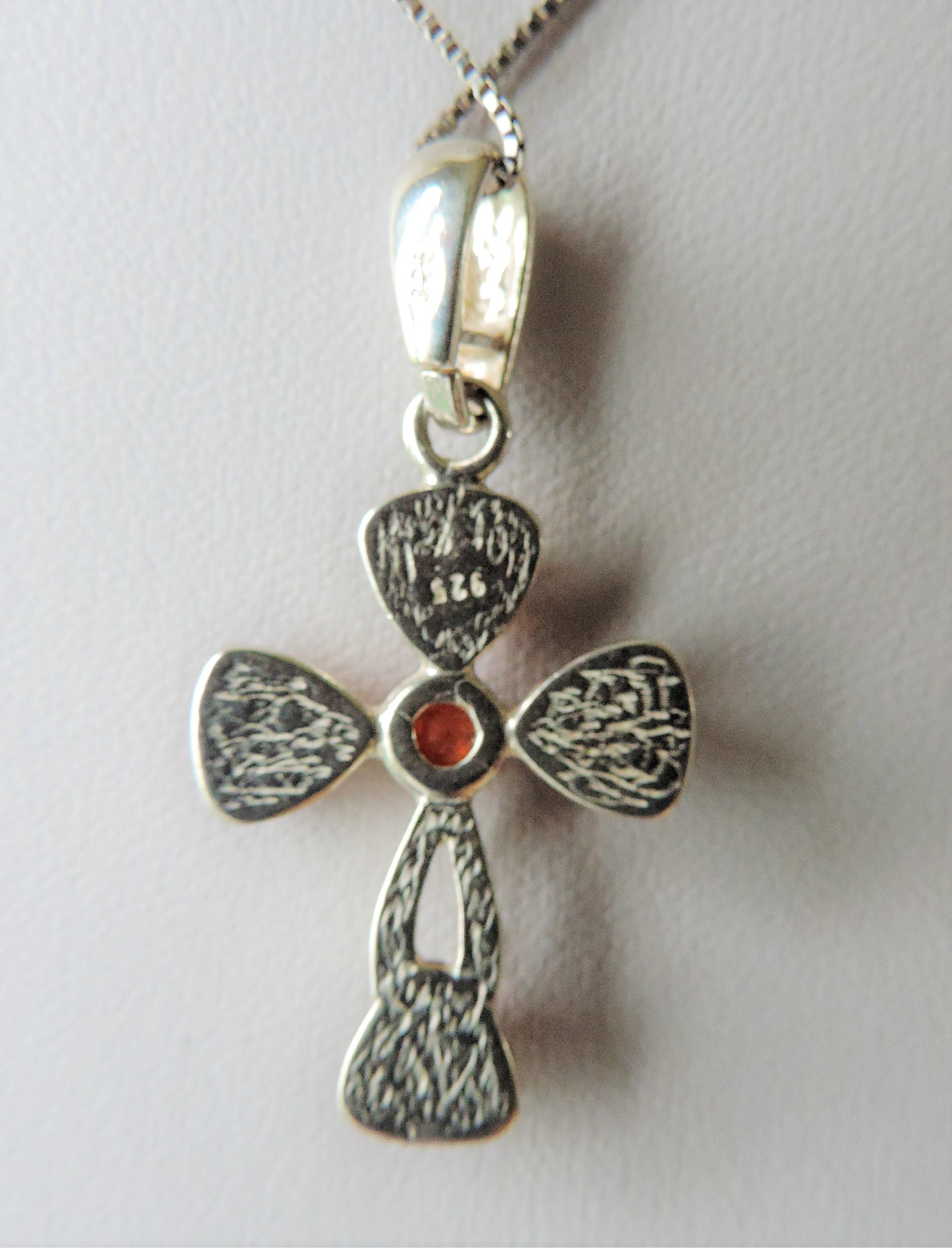 Sterling Silver Baltic Amber Cross Pendant Necklace - Image 3 of 3