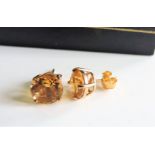 4ct Citrine Gold on Sterling Silver Stud Earrings New with Gift Pouch