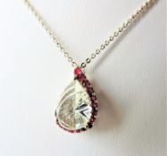 Sterling Silver Ruby Pendant Necklace New with Gift Box.