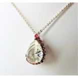 Sterling Silver Ruby Pendant Necklace New with Gift Box.