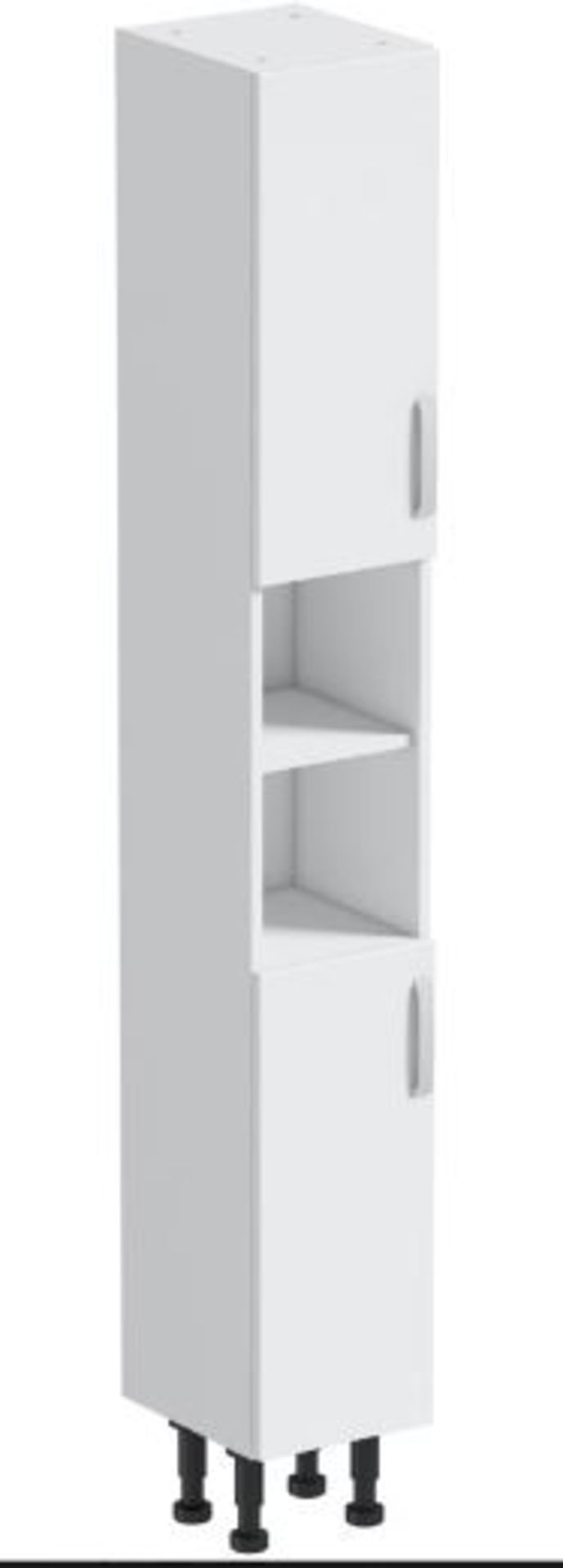 RRP £489. Reeves Nouvel gloss White tall storage unit 1990 x 300mm. Product code: NOFGR08. Appears