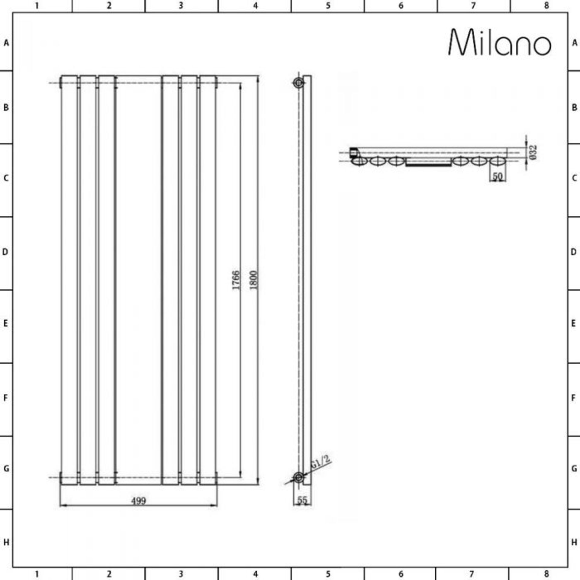 RRP £270. Muse Bordeaux Milano - Anthracite Vertical Mirrored Designer Radiator 1800mm x 499mm. App - Image 2 of 3