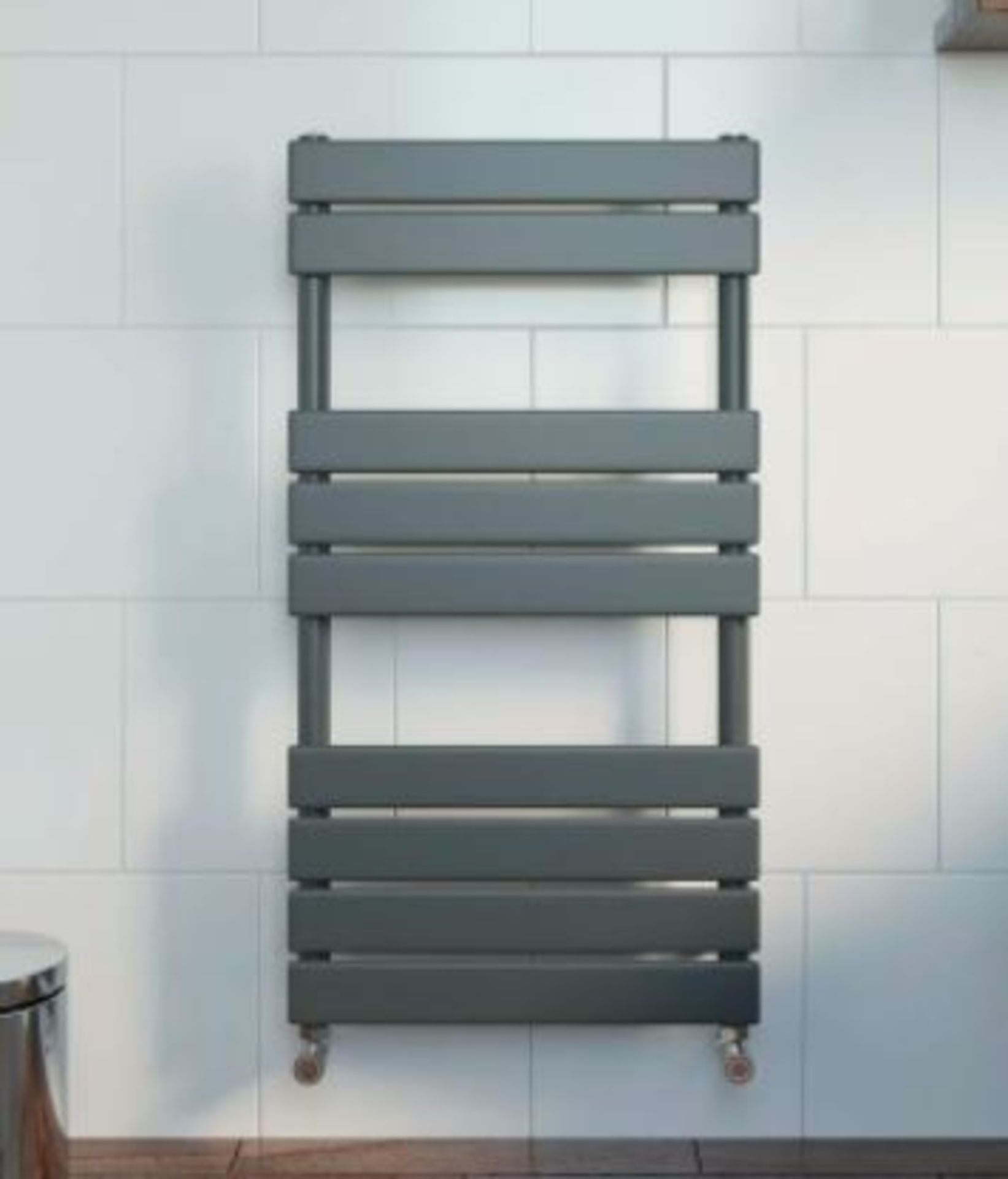 RRP £209. Modern Flat Panel Heated Towel Rail Radiator Anthracite 950 x 500mm. Appears New Unused h