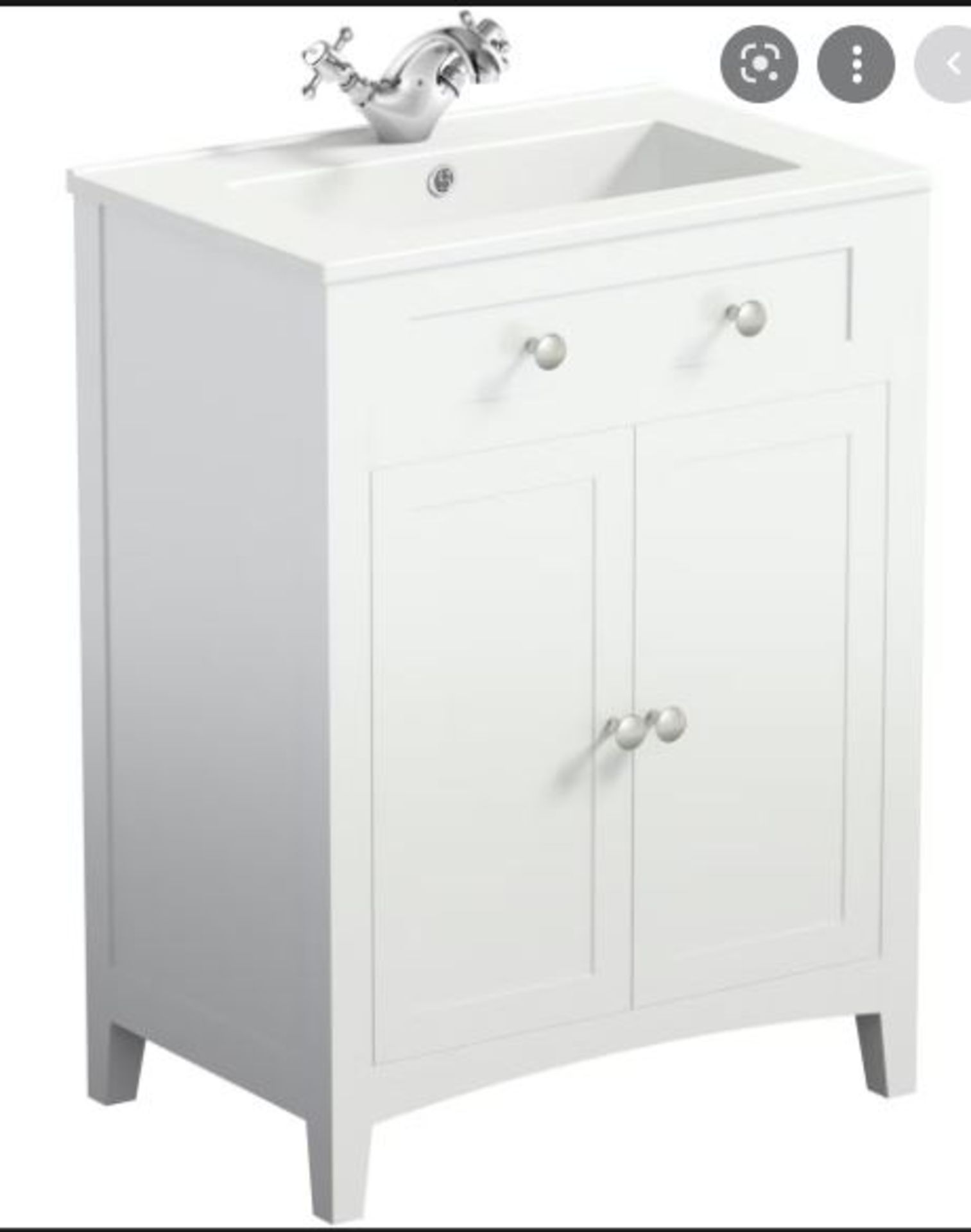 Mixed Pallet: 1 x Modern Duel flush Toilet. 1 x Salerno White 550mm Vanity unit. 1 x J Shaped 1700