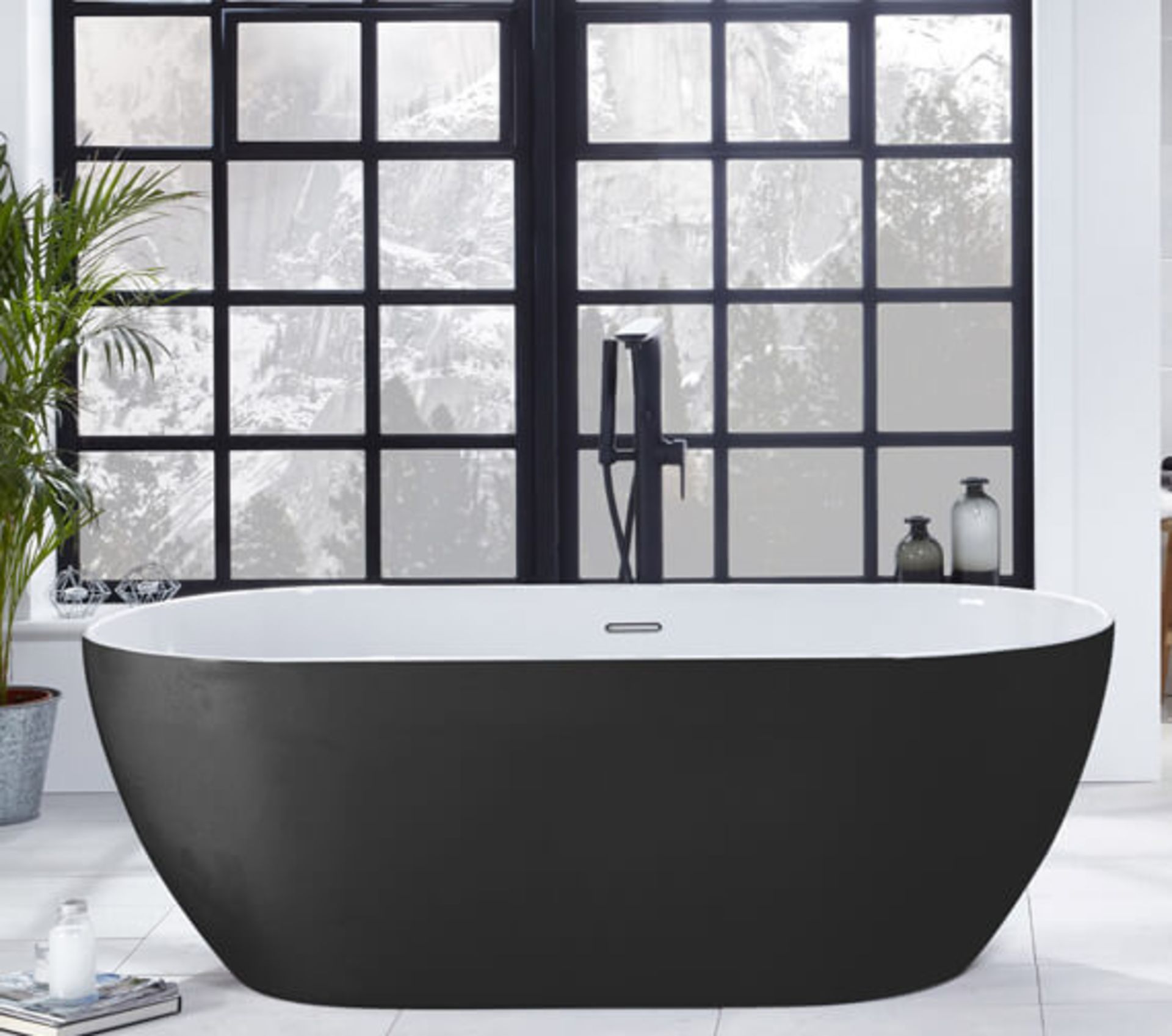 Rrp £1,899. Aqua Summit 800 x 1680mm Graphite Black Freestanding Bath. Ex Trade Show Display Bath.