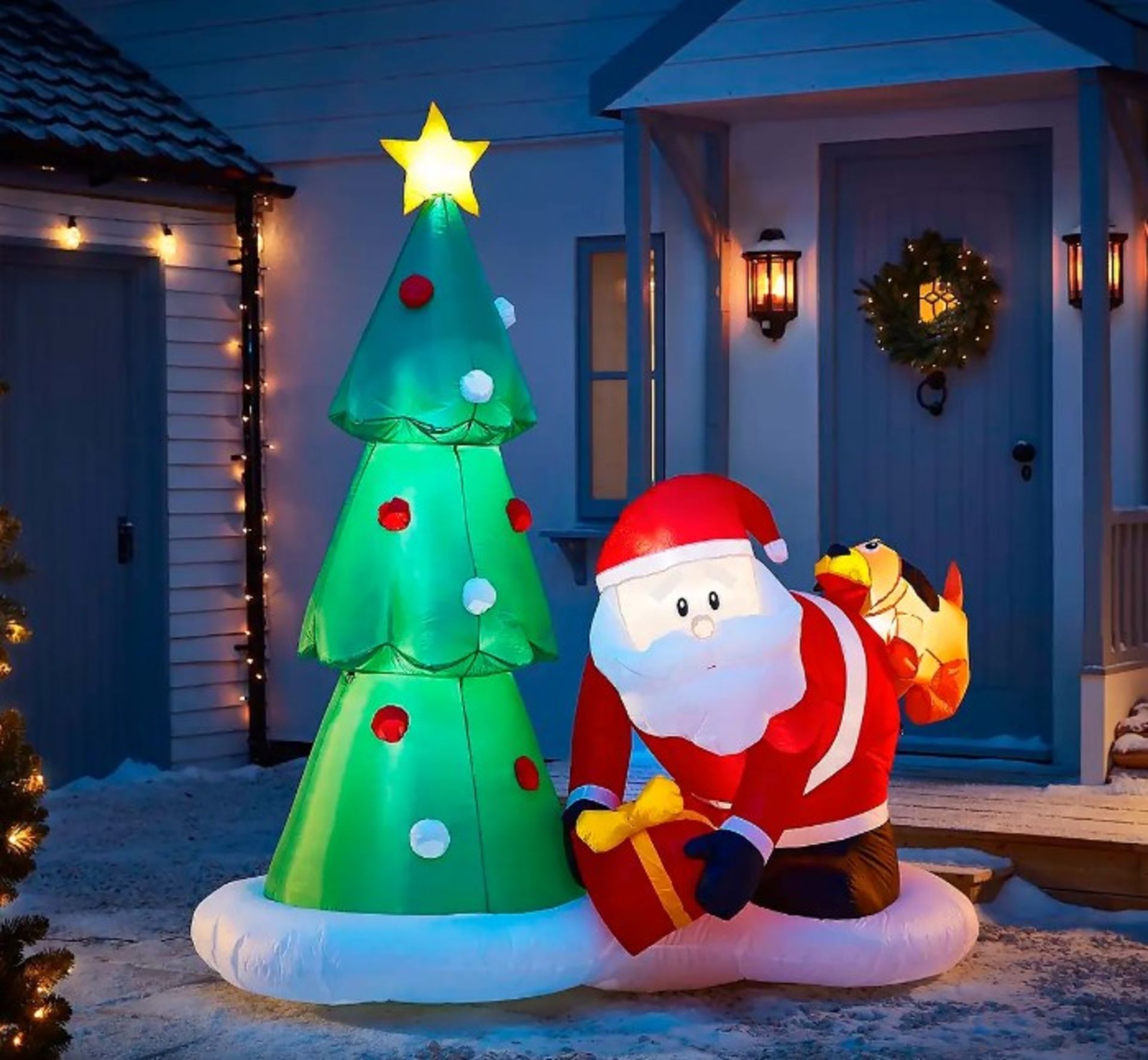 (11C) Lot RRP £205. 5x Inflatable Items. 1x 6ft Nutcracker With Drum RRP £45. 1x 6ft Santa With Tre - Image 2 of 6