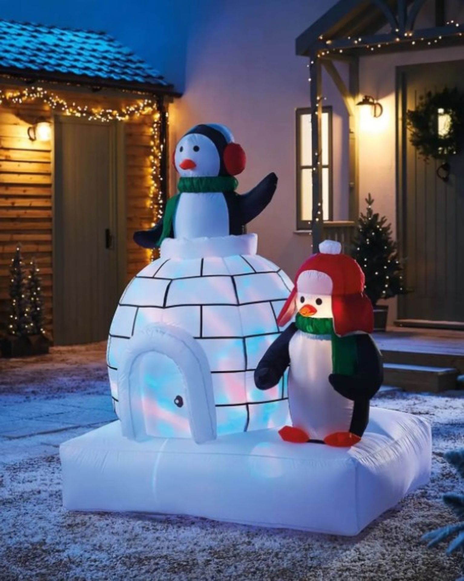 (9B) 6x Items. 1x Snowman Acrylic LED Light. 2x 6ft Inflatable Santa, Snowman & Tree RRP £65. 1x 6f - Image 2 of 8