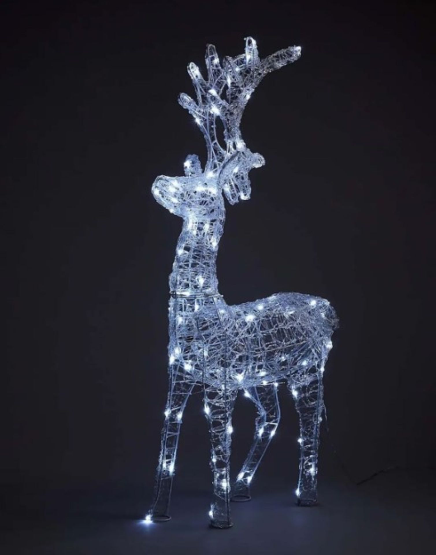 (9C) 5x Items. 1x Reindeer Spun Acrylic Multicolour LED Silhouette Outdoor RRP £70. 1x Tree Large L