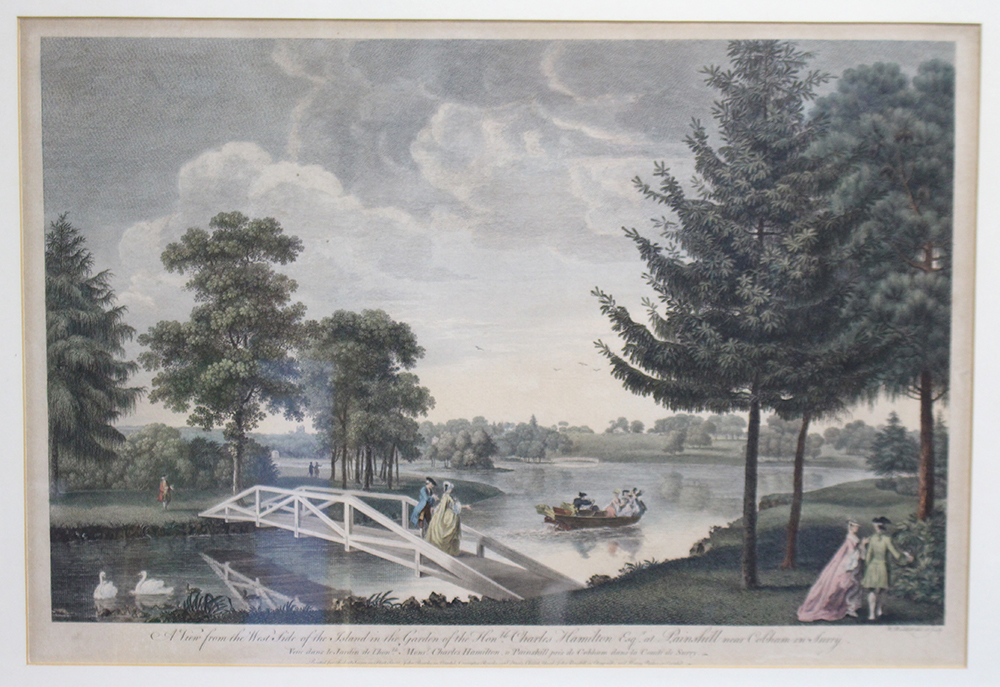 Garden of the Hon Charles Hamilton at Painshill Coloured Etching by William Woollett (1735-1785) - Image 2 of 3