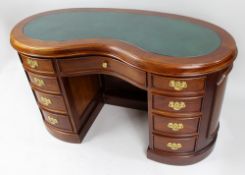 Kidney Shaped Mahogany Leather Topped Desk