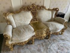 Silik Italian Baroque Three Piece Giltwood Drawing Room Suite