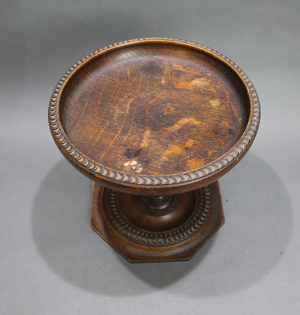 Early 20th c. Carved Oak Pedestal Bowl - Image 2 of 3