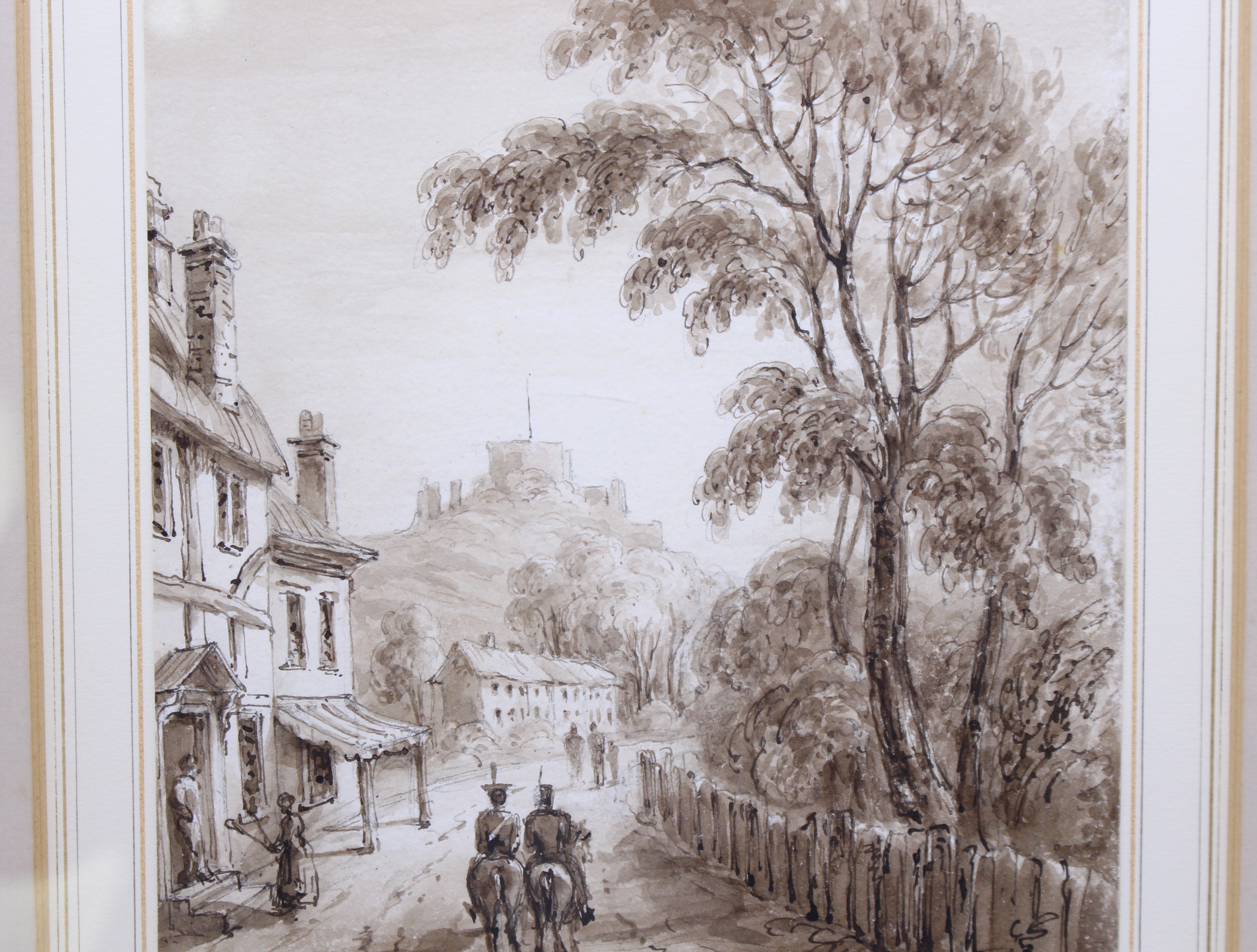 Sepia Watercolour Corfe Castle by Cecilia Montgomery (1792-1879) - Image 9 of 11