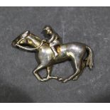 Silver Horse & Jockey Brooch