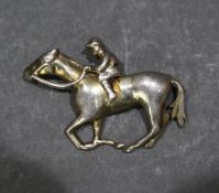 Silver Horse & Jockey Brooch