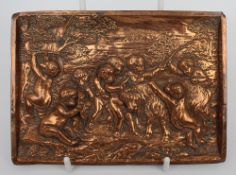 Italian Copper Relief Putti Plaque