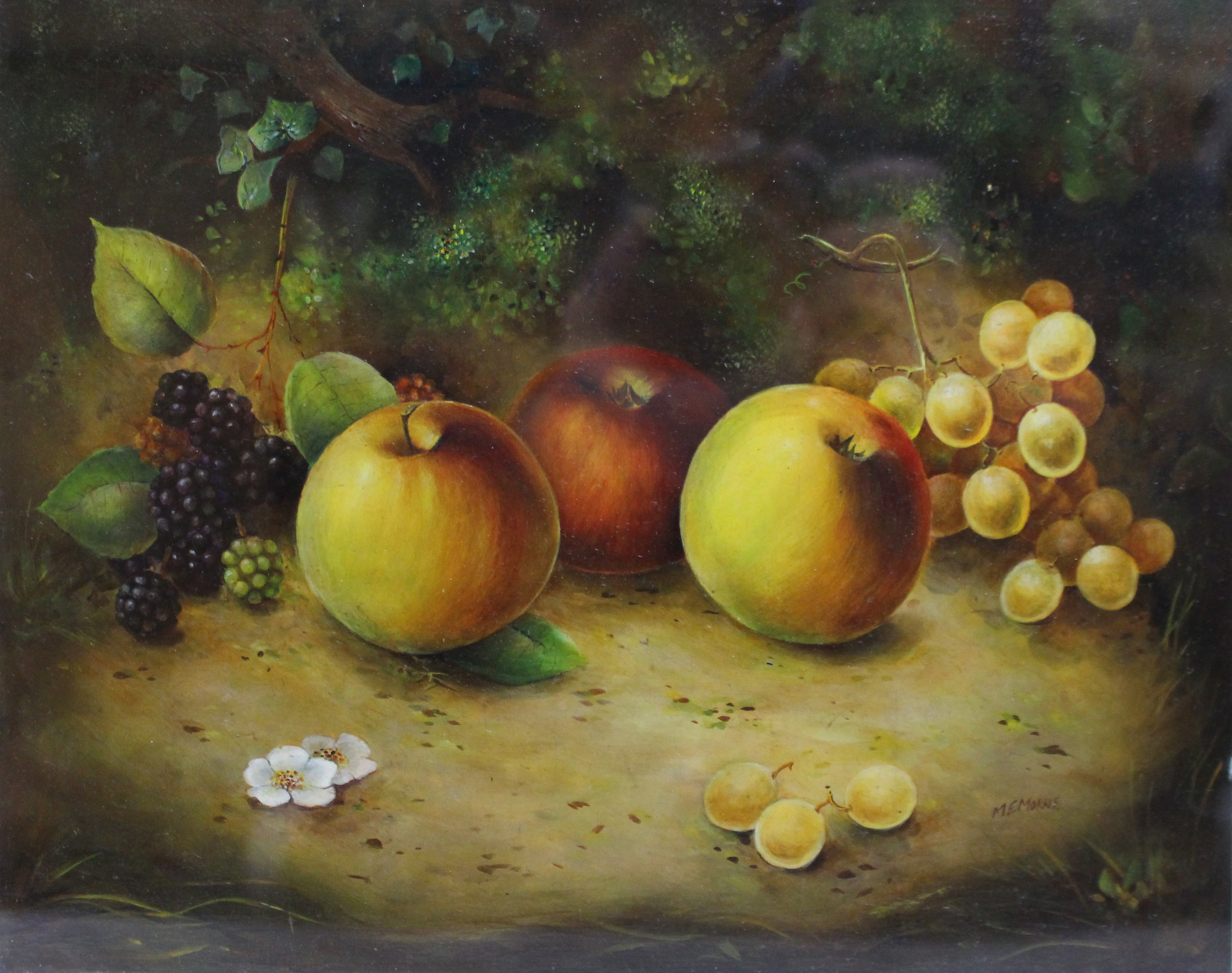 Fruit Still Life by M.E.Morris Oil on Board