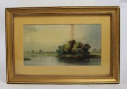 Antique Landscape Print Set in Gilt Frame